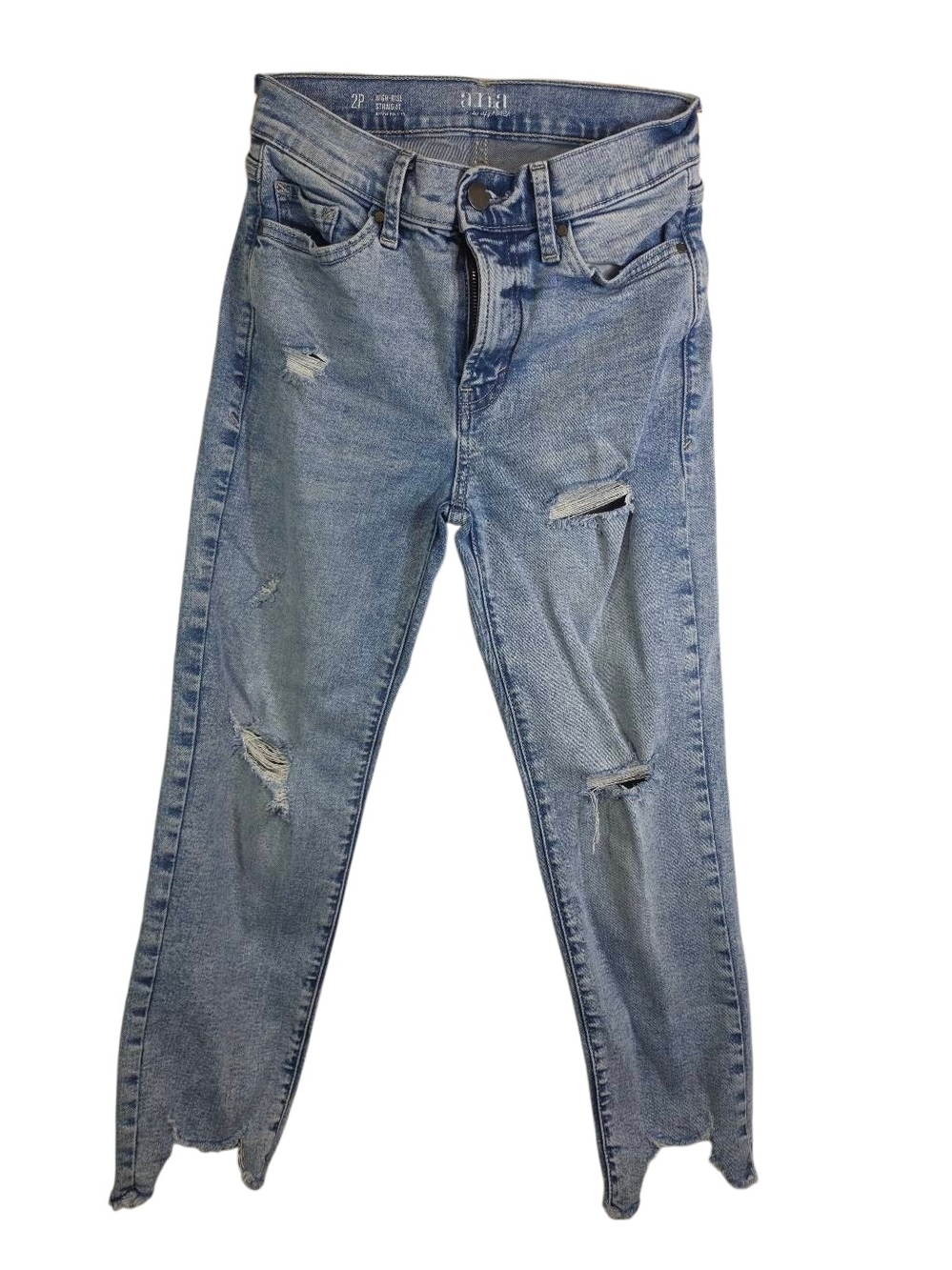 a.n.a Light Blue Distressed High‑Rise Straight Women’s Jeans – Size 2P